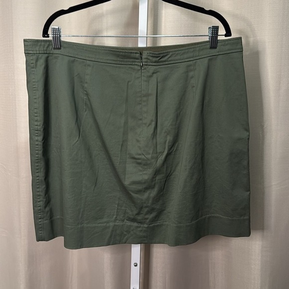 J. Crew Womens Olive Green Cotton Blend A Line Mini Skirt Size 16 - Picture 4 of 4